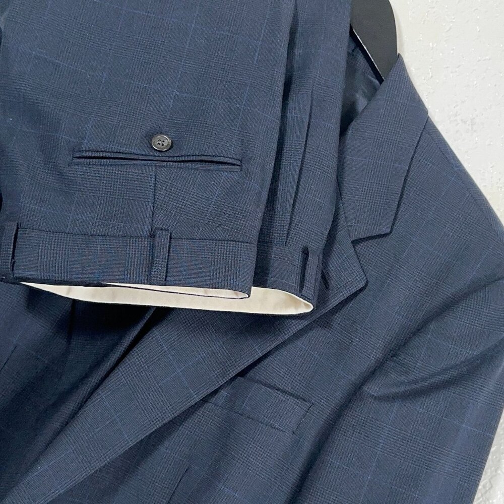 Ralph Lauren RRL Navy Check 2pc 100% Wool Suit Men's Size 42R/W35